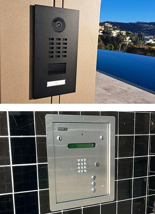 DoorBird Video intercom (top) and DoorKing telephone entry system (bottom)