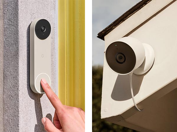 Google Nest doorbell camera (left) and Google Cam (right).